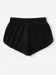 Drawstring Waist Dolphin Hem Shorts