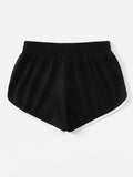 Drawstring Waist Dolphin Hem Shorts