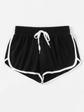 Drawstring Waist Dolphin Hem Shorts