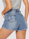 Ripped Cuffed Hem Denim Shorts