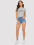 Ripped Cuffed Hem Denim Shorts