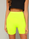 Neon Yellow Solid Leggings Shorts