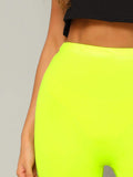 Neon Yellow Solid Leggings Shorts