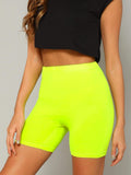 Neon Yellow Solid Leggings Shorts