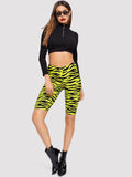 Neon Yellow Zebra Leggings Shorts