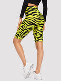 Neon Yellow Zebra Leggings Shorts