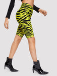 Neon Yellow Zebra Leggings Shorts