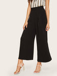 Zip Side Slant Pocket Wide Leg Pants