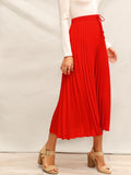 Drawstring Waist Pleated Skirt