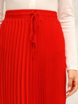 Drawstring Waist Pleated Skirt