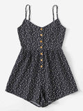 Ditsy Floral Button Front Cami Romper