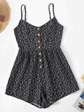 Ditsy Floral Button Front Cami Romper