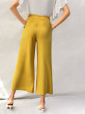 Zip Back Buttoned Front Pleated Wide Leg Pants