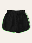 Plus Contrast Trim Drawstring Waist Shorts