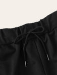 Plus Contrast Trim Drawstring Waist Shorts