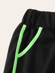 Plus Contrast Trim Drawstring Waist Shorts