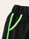 Plus Contrast Trim Drawstring Waist Shorts