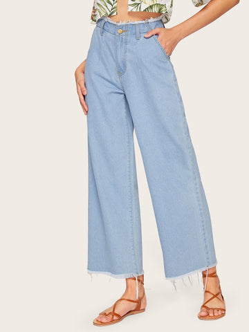 Raw Hem Wide Leg Jeans