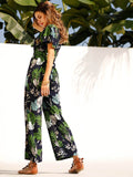 Tropical Print Knot Detail Jumpsuit