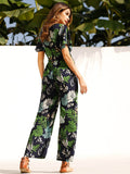 Tropical Print Knot Detail Jumpsuit