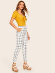 Wide Waist Slant Pocket Grid Pants