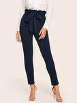 Paperbag Waist Skinny Pants With Belt