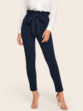 Paperbag Waist Skinny Pants With Belt