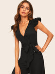 Wrap Belted Wide Leg Jumpsuit