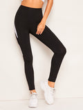 Contrast Mesh Color-block Leggings