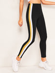 Color-block Side Skinny Leggings