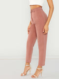 High Waist Solid Peg Leg Pants