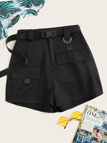 Plus Pocket Solid Shorts