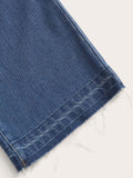 Stitch Detail Wide Leg Jeans