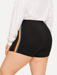 Plus Contrast Striped Side Cycling Shorts