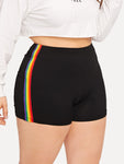 Plus Contrast Striped Side Cycling Shorts