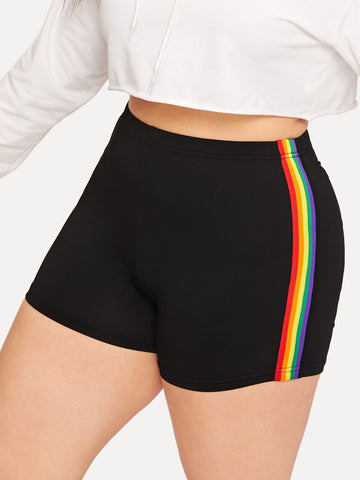 Plus Contrast Striped Side Cycling Shorts