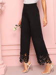 Laser Cut Panel Wide Leg Pants