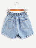 Plus Rolled Hem Pocket Denim Shorts