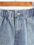 Plus Rolled Hem Pocket Denim Shorts