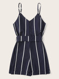 Striped Belted Playsuit