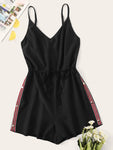 Contrast Taped Side Drawstring Romper