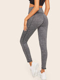 Wide Waistband Marled Knit Leggings