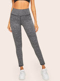 Wide Waistband Marled Knit Leggings