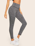 Wide Waistband Marled Knit Leggings