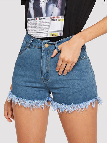 Raw Hem Denim Shorts