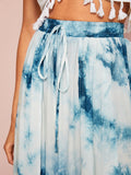 Overlap Front Knot Ti Dye Skirt