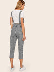 Gingham Pocket Side Pinafore Jumpsuits