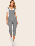 Gingham Pocket Side Pinafore Jumpsuits