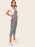 Gingham Pocket Side Pinafore Jumpsuits