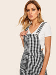 Gingham Pocket Side Pinafore Jumpsuits